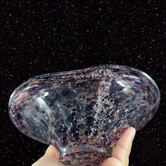 Julia Knight ARGENTO Amethyst Purple Oval Bowl Dish With Silver Flecks Signed - Picture 15 of 16